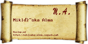Miklóska Alma névjegykártya